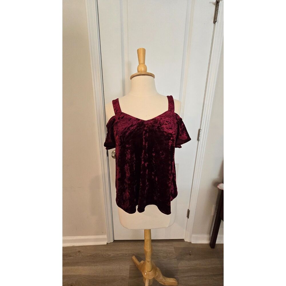 LUSH dark red crushed velvet top NWT